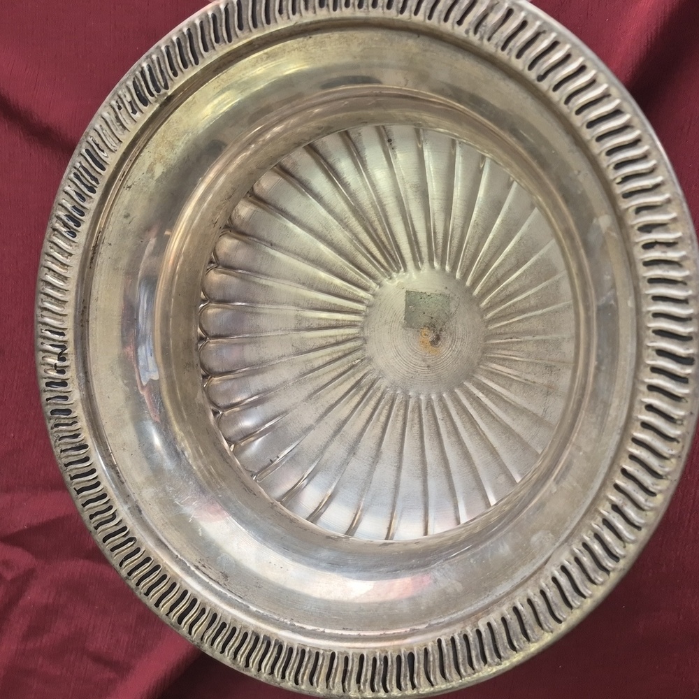 Decorative Silver On Brass Pedestal Bowl - Picture 2 of 4